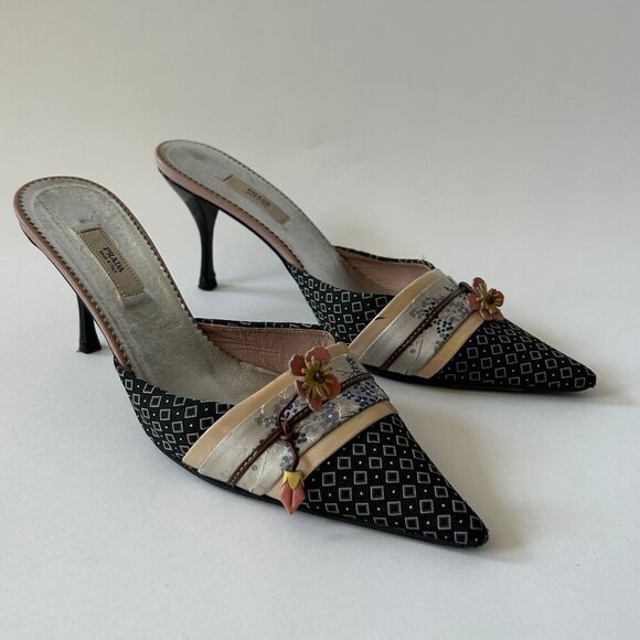 PRADA VINTAGE KIMONO EMBELLISHED MULES - Picture 1 of 13